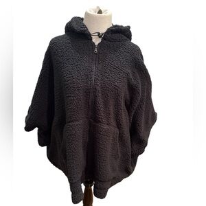 Offline by Aerie Black Sherpa Hooded Jacket Coat for Women, Soft Plush Casual M